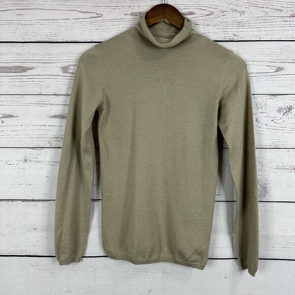 Brunello Cucinelli Sweater Womens Small Silk Cashmere Gold Speckled Metallic